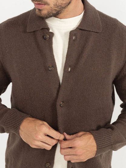 Mohair Button-Up Knit - Chocolate