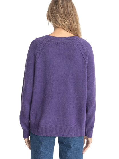 Moonstone Oversized V-Neck Sweater - Plum