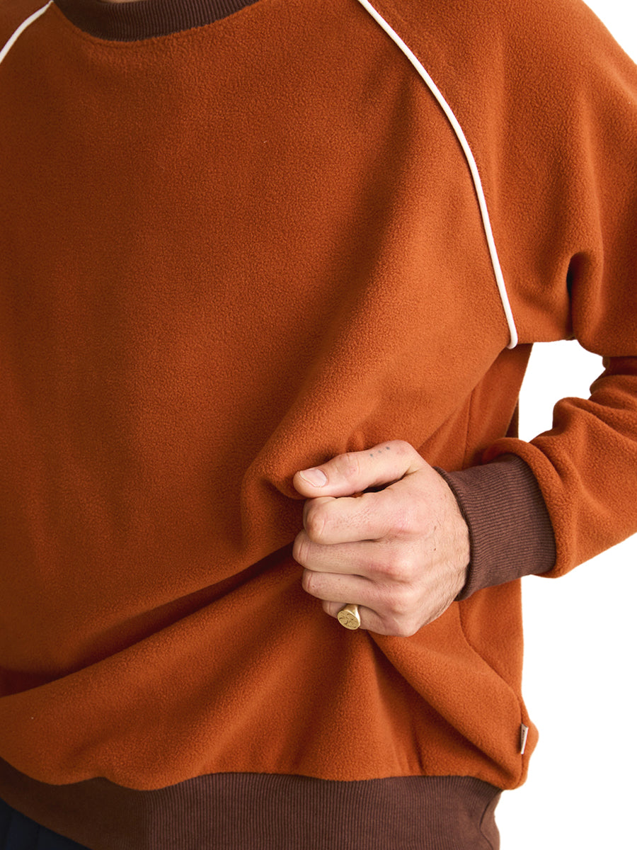 Pipe Polar Fleece Crewneck Sweatshirt - Burnt Orange