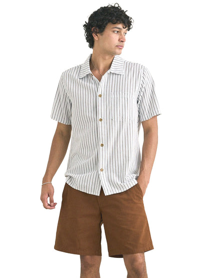 Seersucker Stripe Short Sleeve Shirt - Cedar