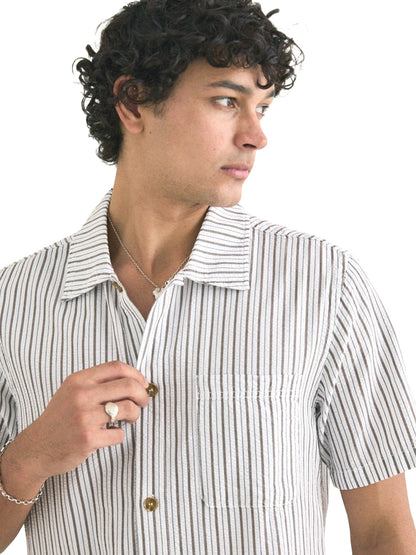 Seersucker Stripe Short Sleeve Shirt - Cedar
