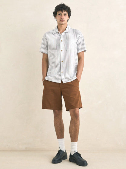 Seersucker Stripe Short Sleeve Shirt - Cedar