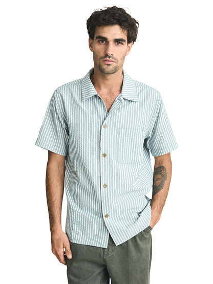 Seersucker Stripe Short Sleeve Shirt - Pine