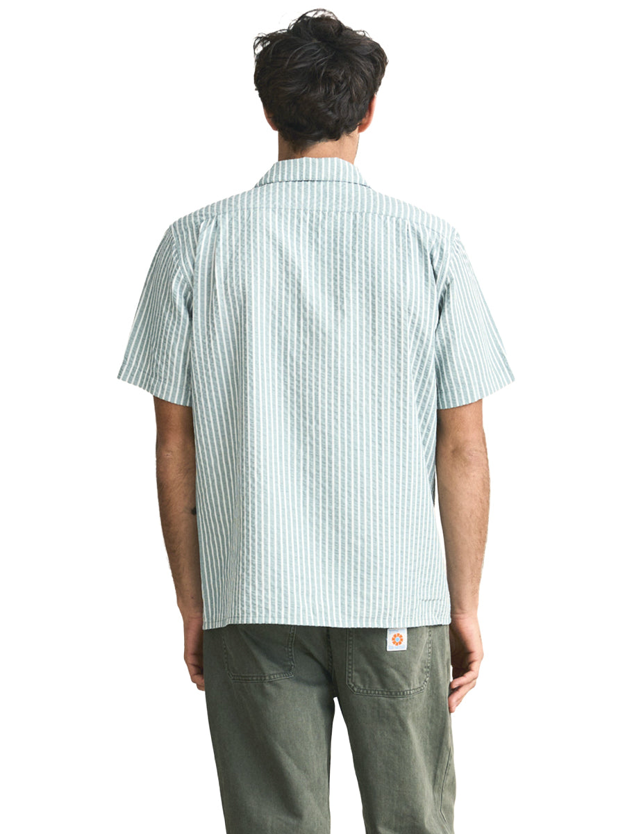 Seersucker Stripe Short Sleeve Shirt - Pine