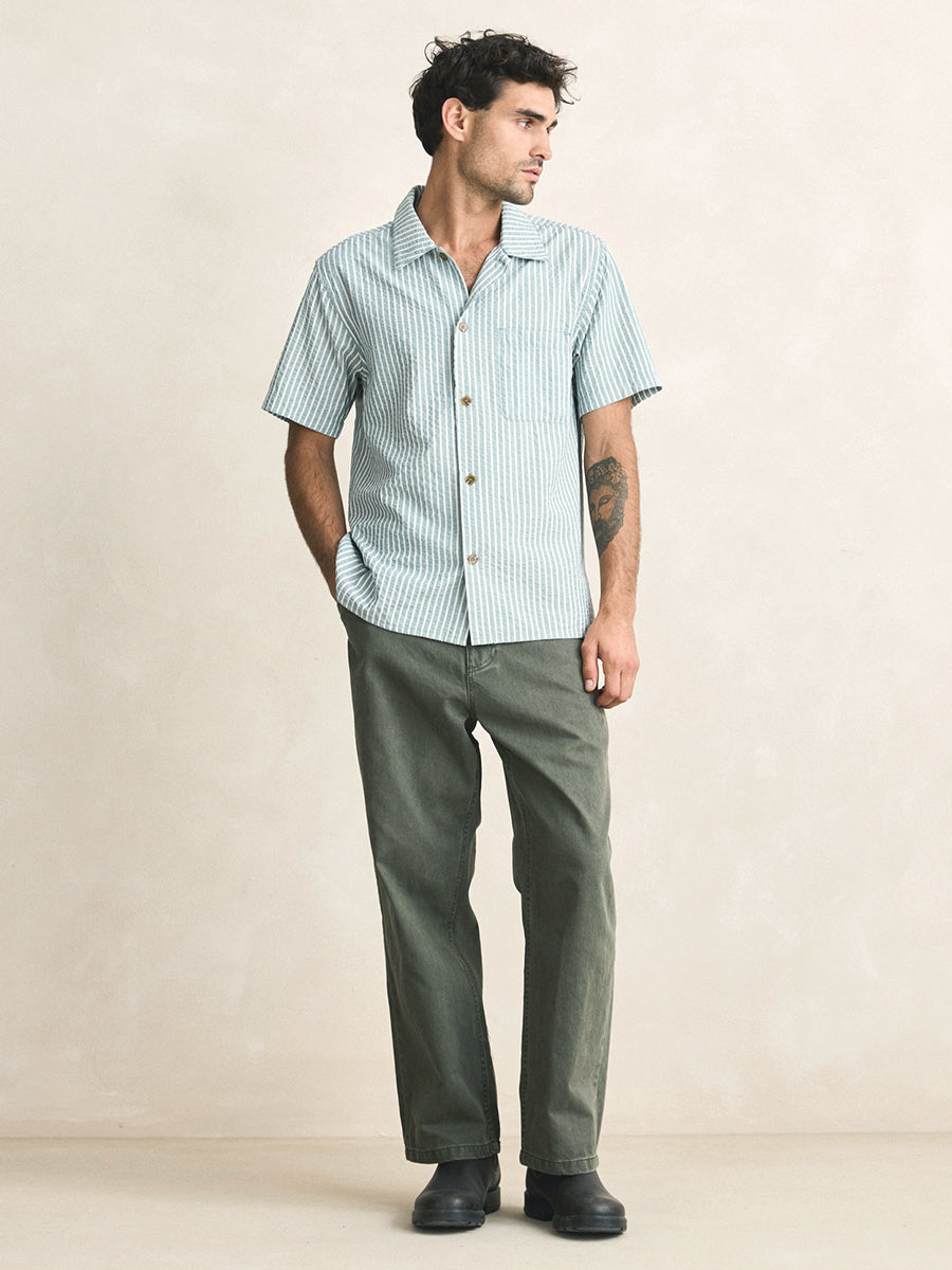 Seersucker Stripe Short Sleeve Shirt - Pine