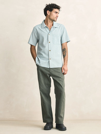 Seersucker Stripe Short Sleeve Shirt - Pine