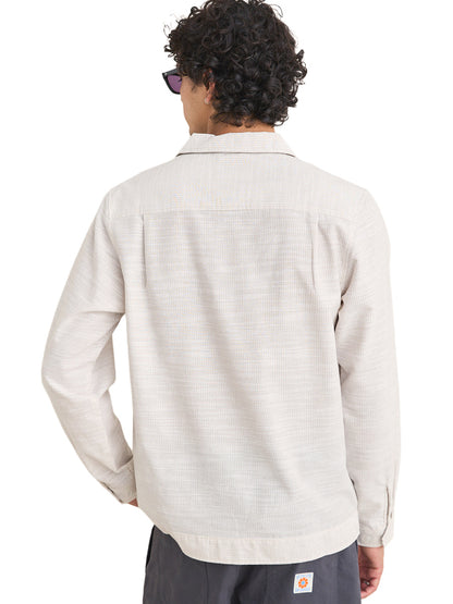 Striped Linen Long Sleeve Shirt - Natural