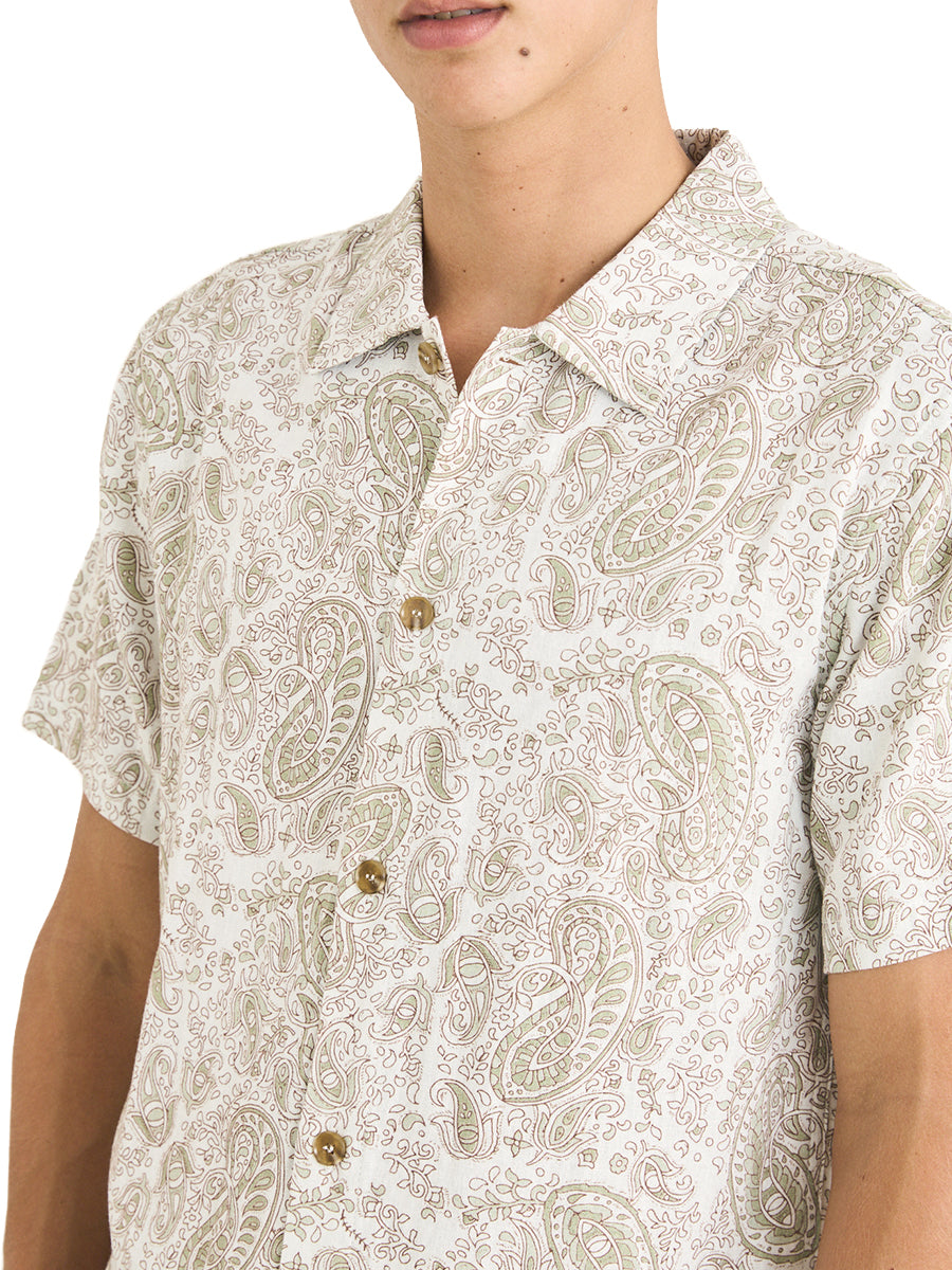 Tally Paisley Short Sleeve Shirt - Natural
