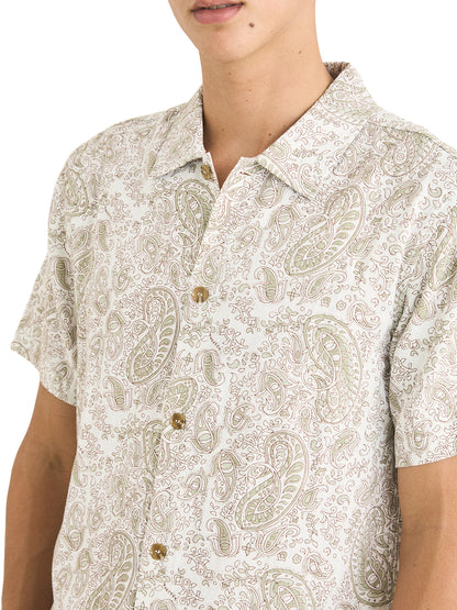 Tally Paisley Short Sleeve Shirt - Natural
