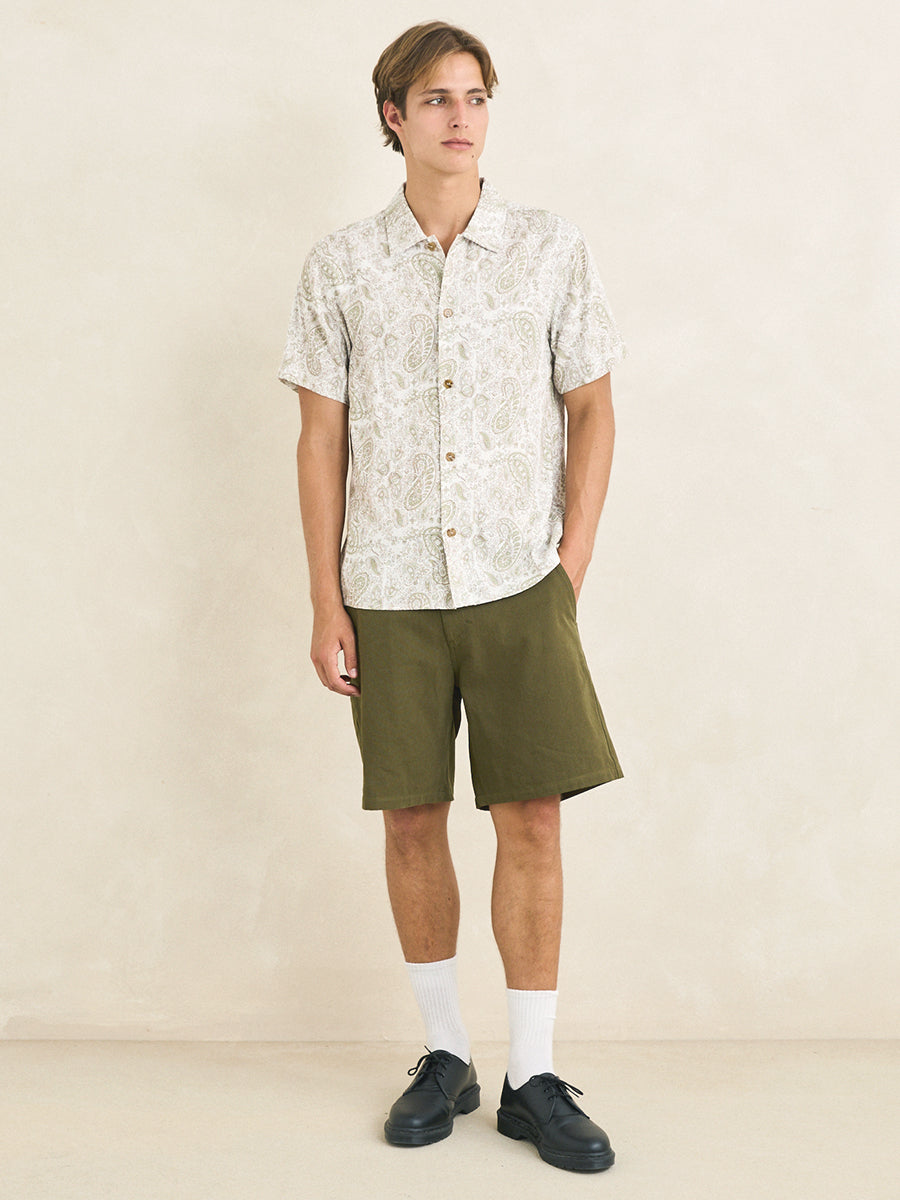 Tally Paisley Short Sleeve Shirt - Natural
