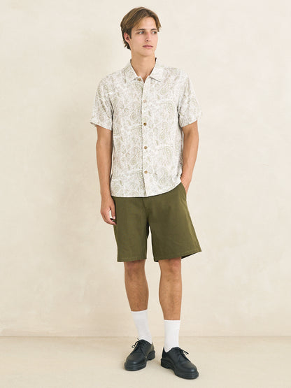 Tally Paisley Short Sleeve Shirt - Natural