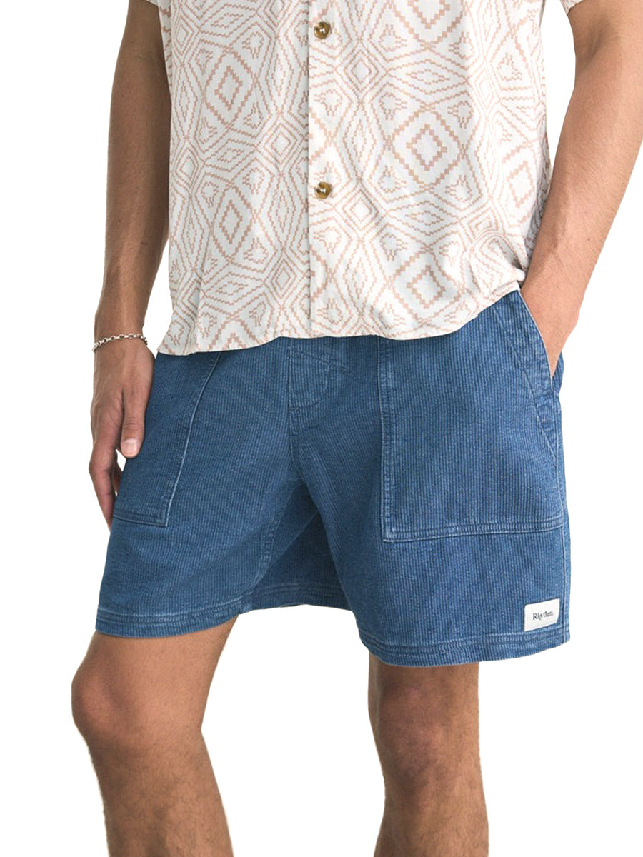 Textured Wale Jam Shorts - Washed Indigo