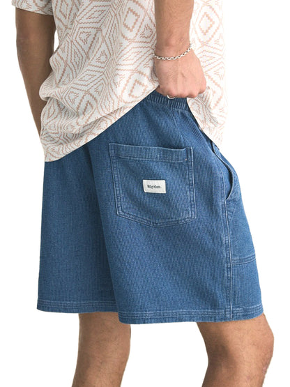 Textured Wale Jam Shorts - Washed Indigo