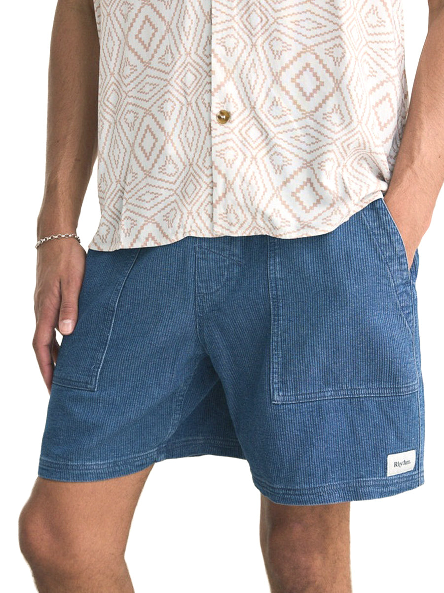 Textured Wale Jam Shorts - Washed Indigo
