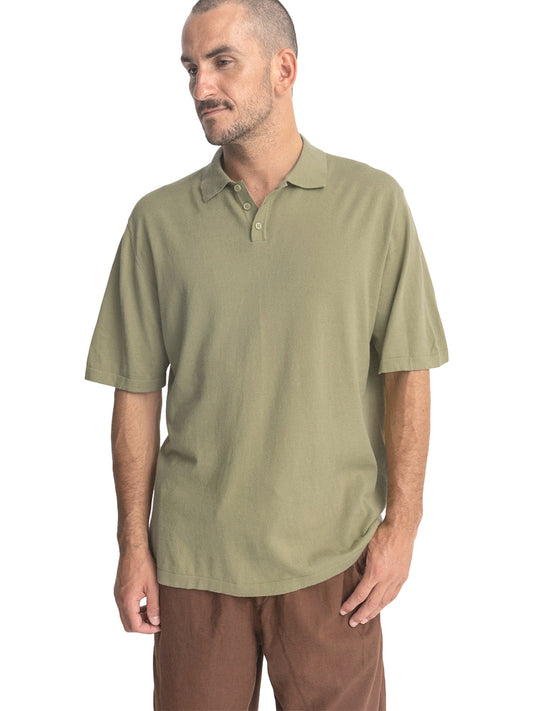Essential Knit Polo - Herb