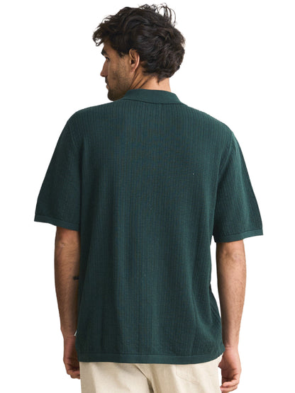 Textured Knit Short Sleeve Shirt - Forest