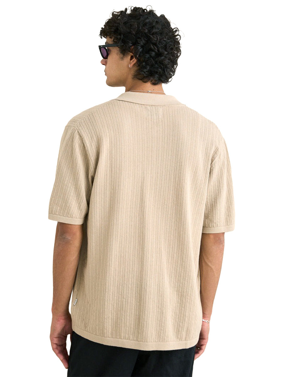 Textured Knit Short Sleeve Shirt - Stone