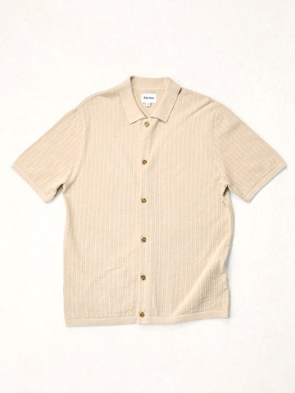 Textured Knit Short Sleeve Shirt - Stone