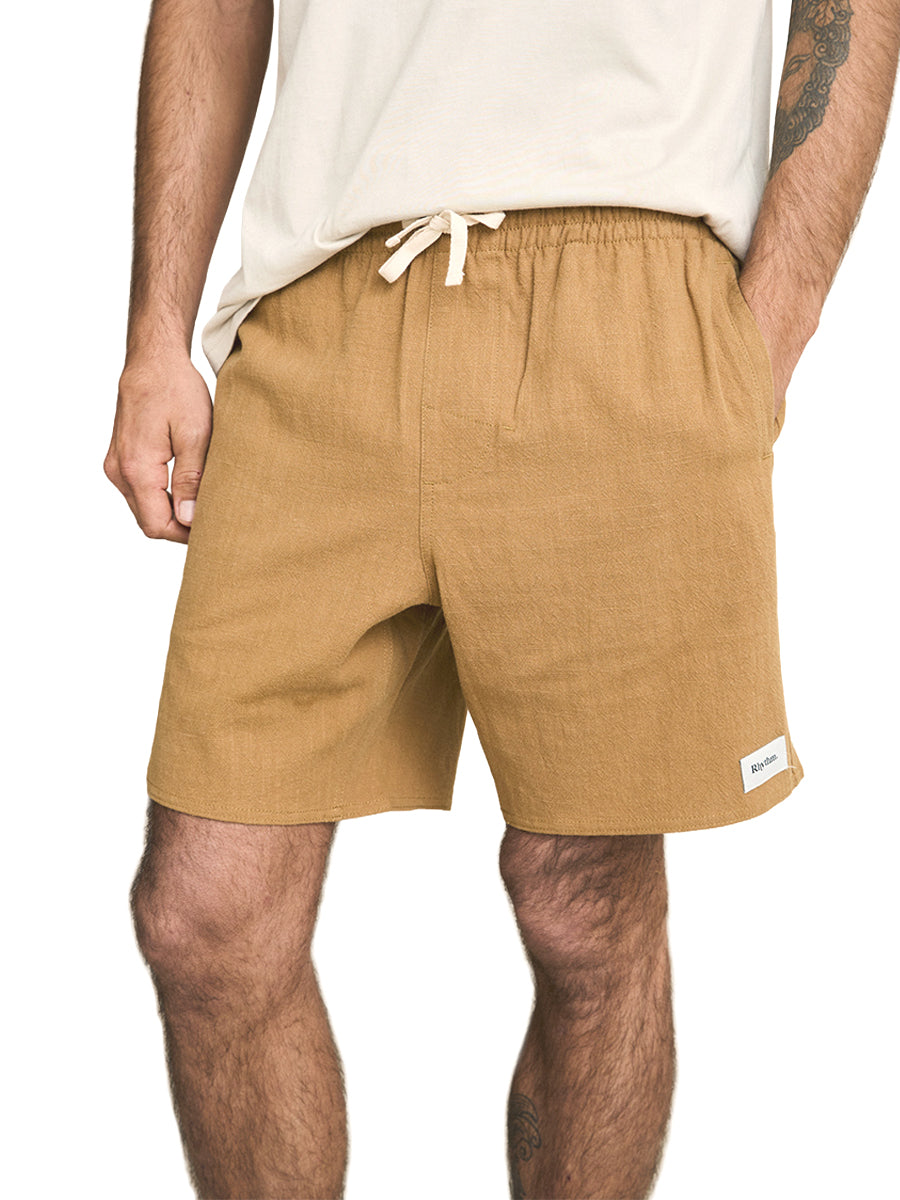 Textured Linen Jam Shorts - Tobacco