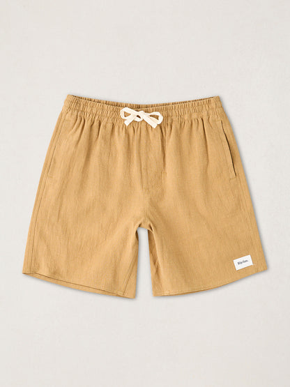 Textured Linen Jam Shorts - Tobacco
