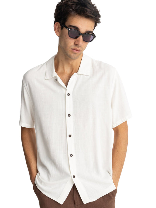 Textured Linen Short Sleeve Shirt - Natural