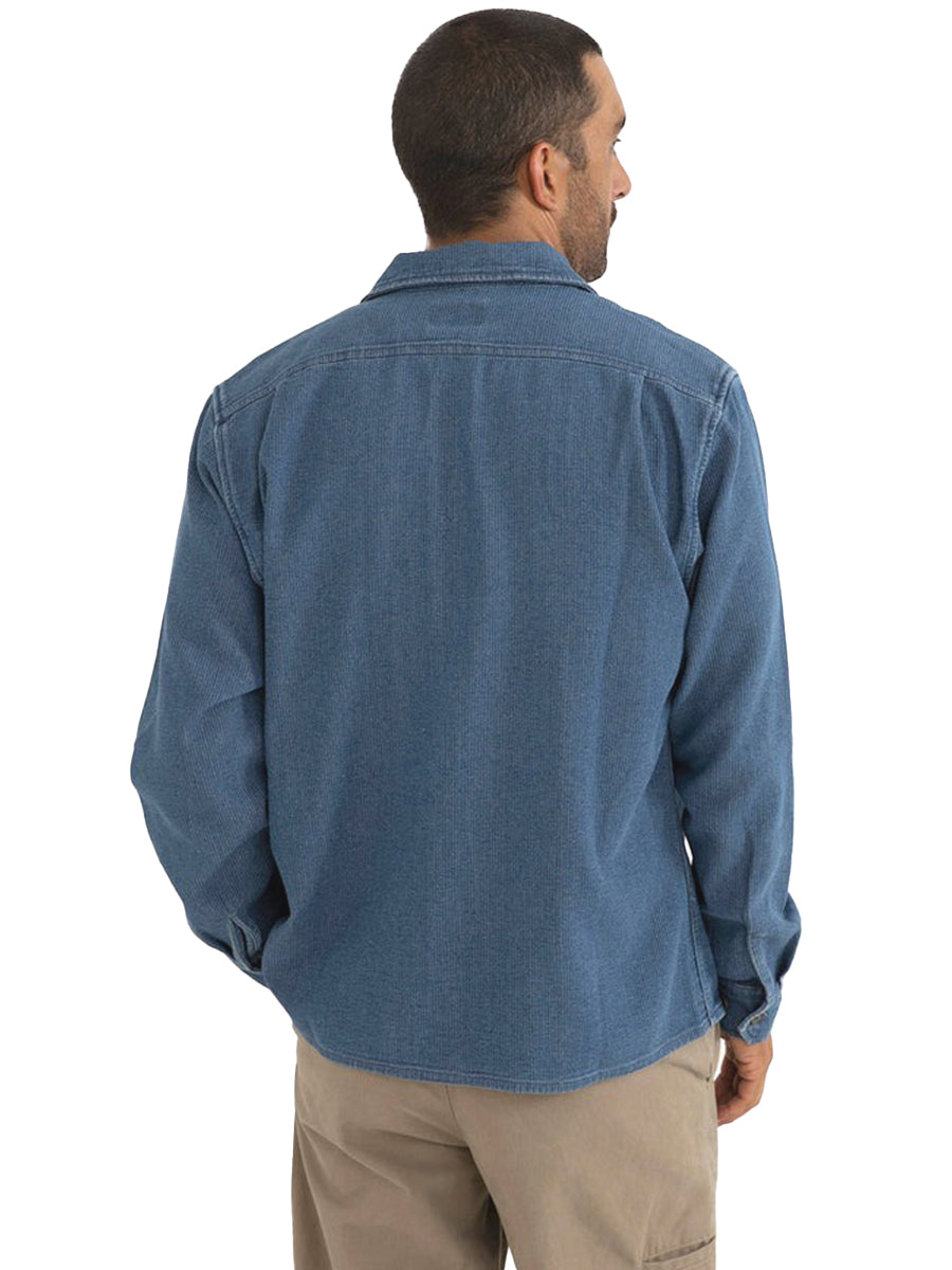 Textured Wale Long Sleeve Shirt - Washed Indigo