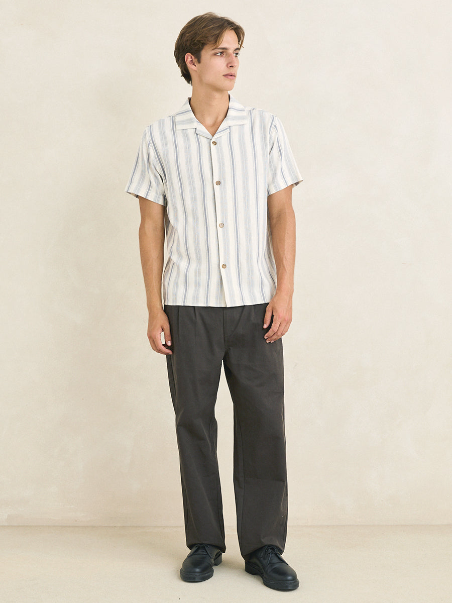 Turkish Stripe Short Sleeve Shirt - Natural