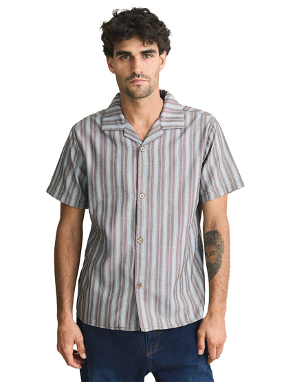 Vacation Stripe Short Sleeve Shirt - Chocolate