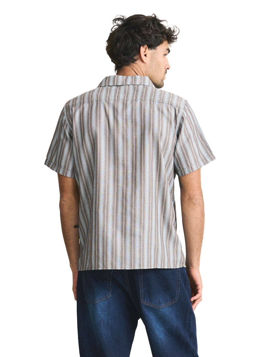 Vacation Stripe Short Sleeve Shirt - Chocolate