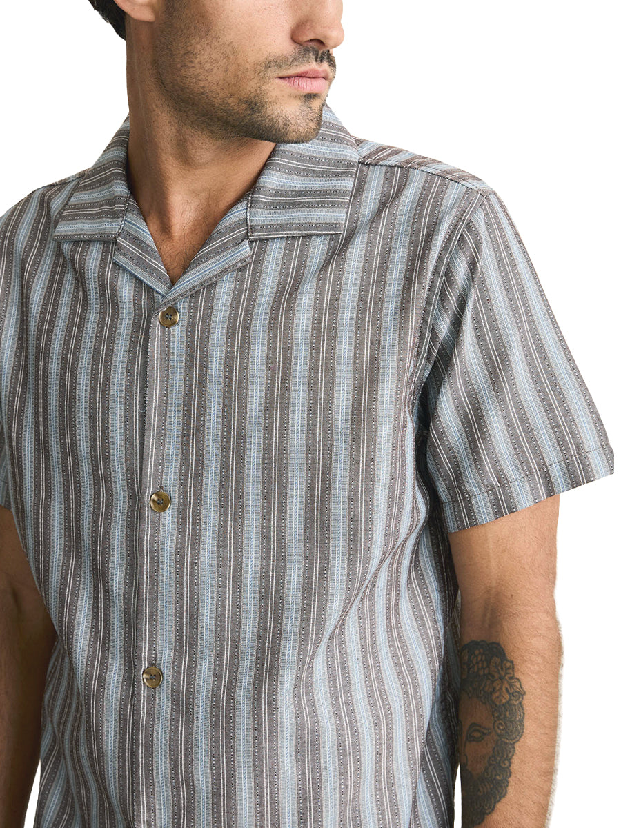 Vacation Stripe Short Sleeve Shirt - Chocolate