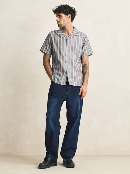 Vacation Stripe Short Sleeve Shirt - Chocolate