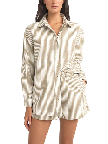 Valley Stripe Oversized Shirt - Ivy