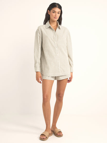 Valley Stripe Oversized Shirt - Ivy