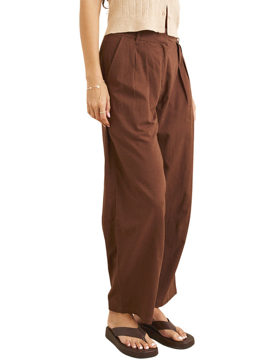Venice Tailored Linen Pants - Chocolate
