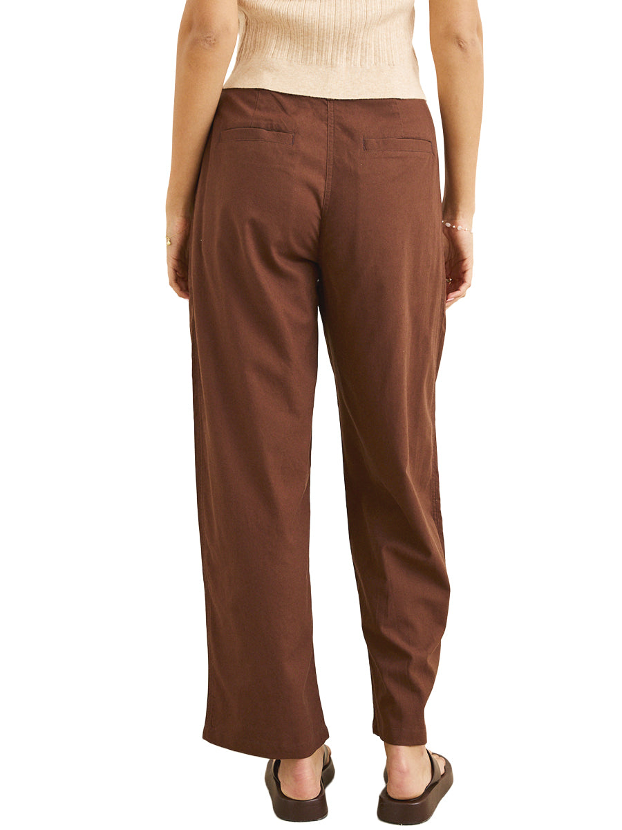 Venice Tailored Linen Pants - Chocolate