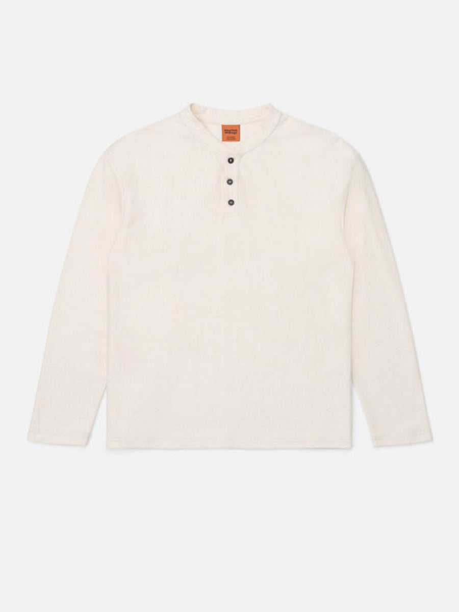 Vintage Linen Terry Long Sleeve Henley - Natural