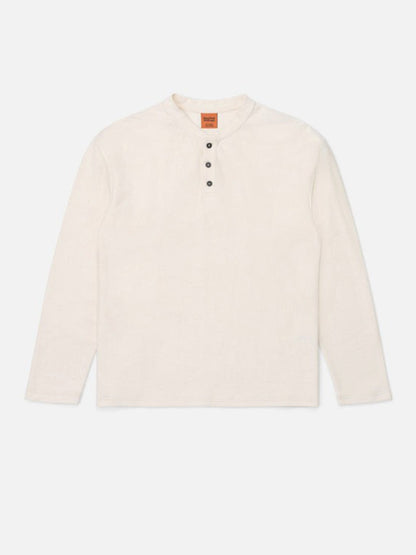 Vintage Linen Terry Long Sleeve Henley - Natural