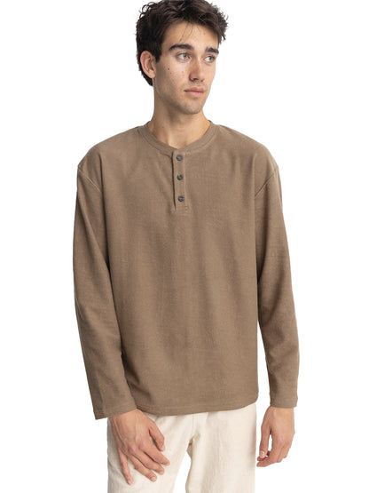 Vintage Terry Long Sleeve Henley - Oak