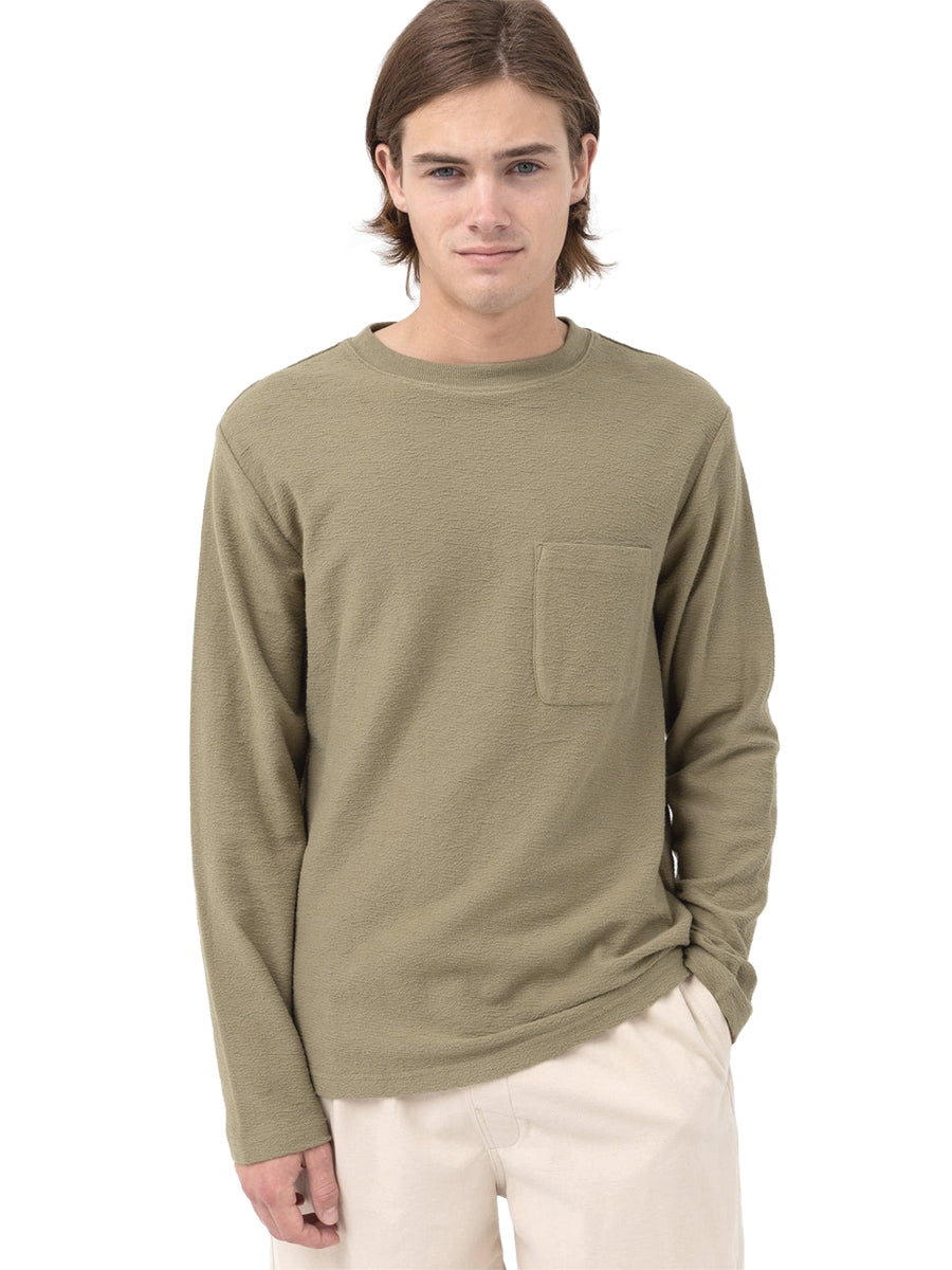 Vintage Textured Long Sleeve Tee - Fatigue