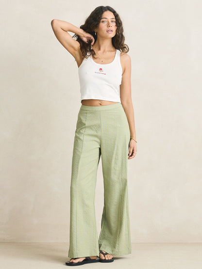 Vista Stripe Wide Leg Pants - Olive
