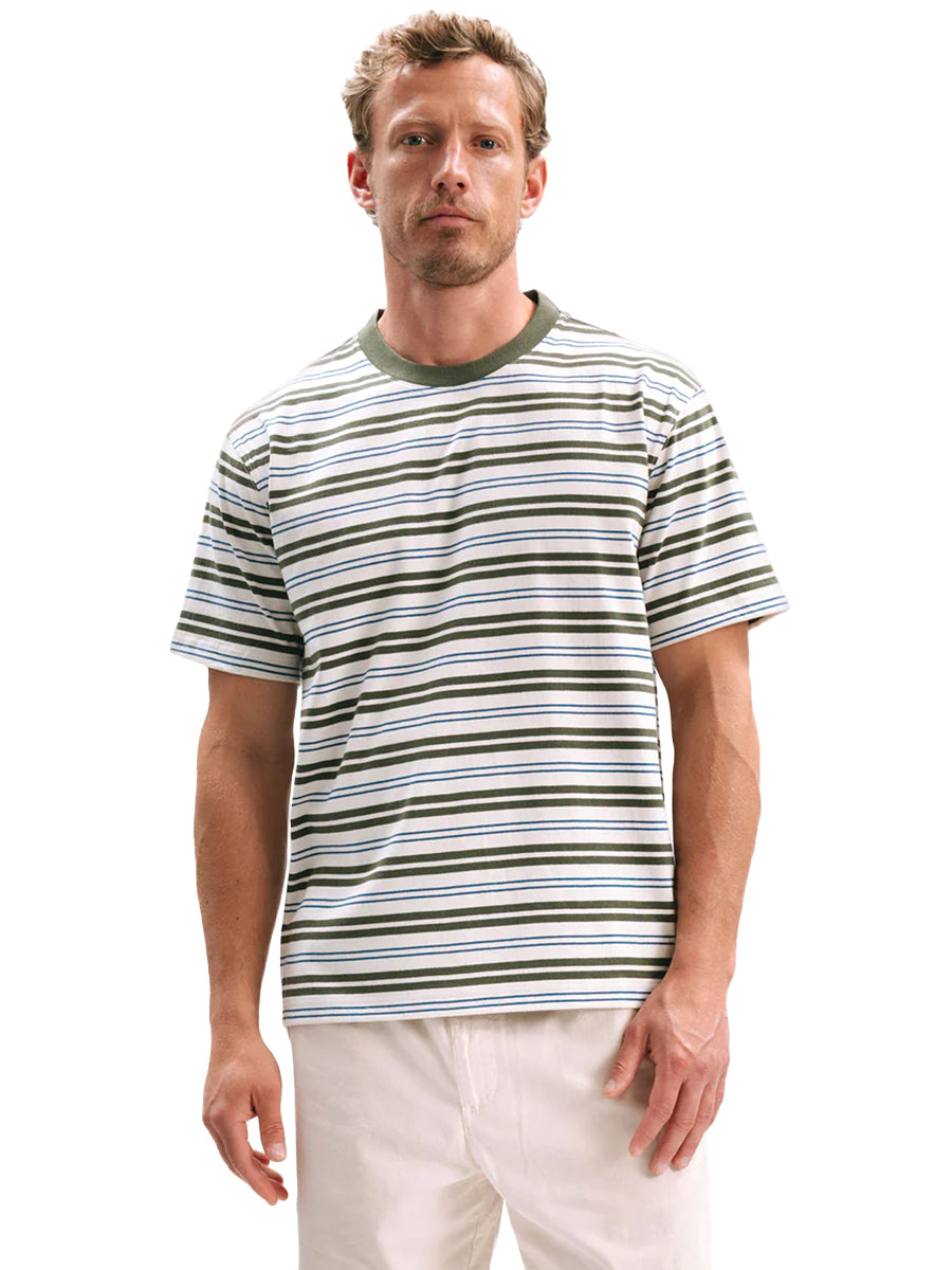 Men's Recycled Stripe Tee - Surplus Green