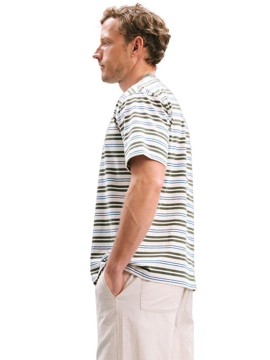 Men's Recycled Stripe Tee - Surplus Green