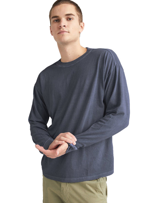 Men's Relaxed Long Sleeve Pullover Tee - Blue Steel