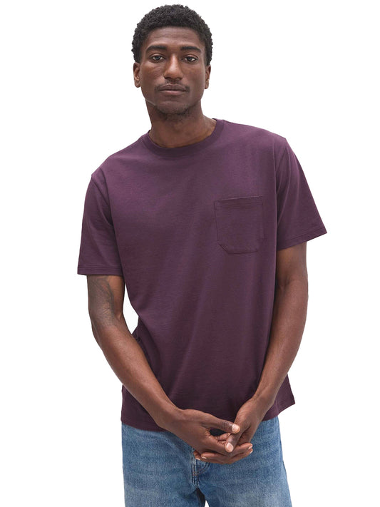 Men's Short Sleeve Pima Pocket Tee - Plum Wine