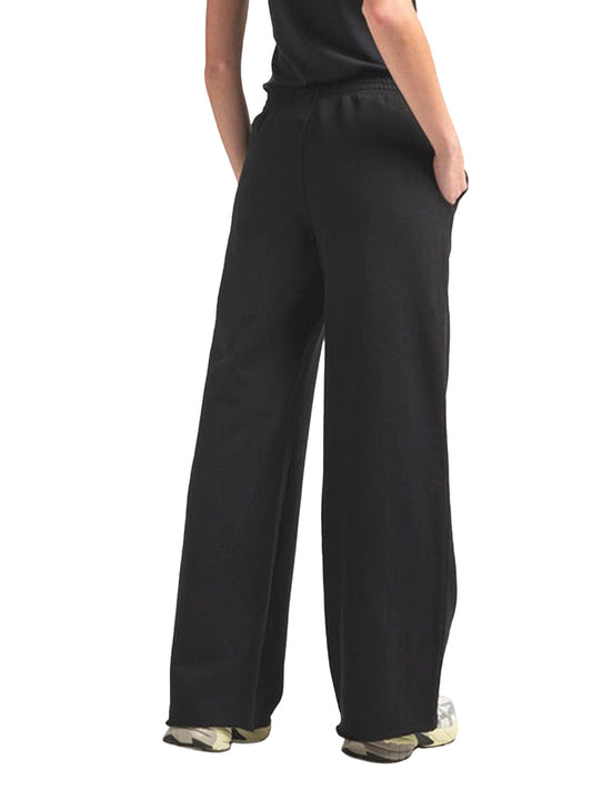 Recycled Fleece Wide-Leg Sweatpants - Black