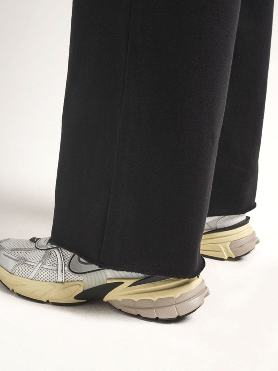 Recycled Fleece Wide-Leg Sweatpants - Black