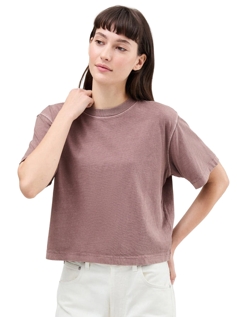 Relaxed Short Sleeve Crop Tee - Plum Smoke