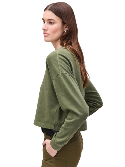 Relaxed Long Sleeve Crop Tee - Cypress
