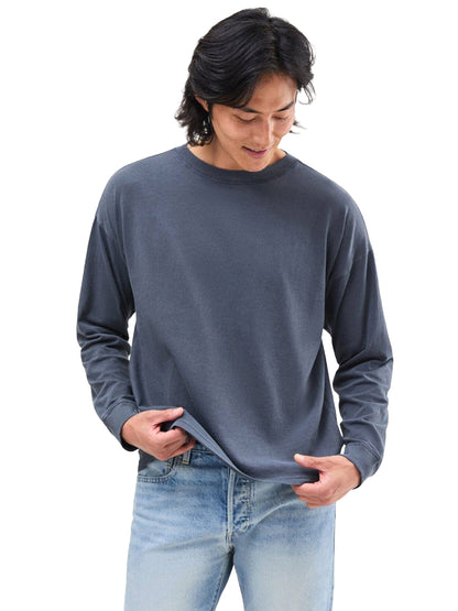 Men's Relaxed Long Sleeve Tee - Blue Steel