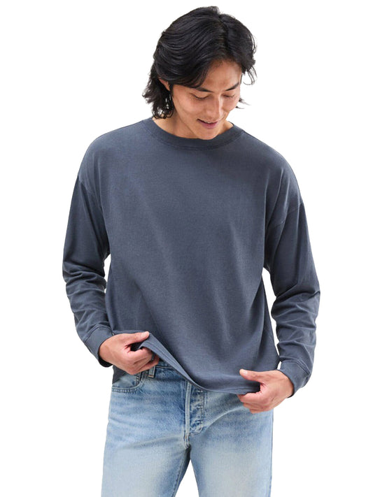 Men's Relaxed Long Sleeve Tee - Blue Steel